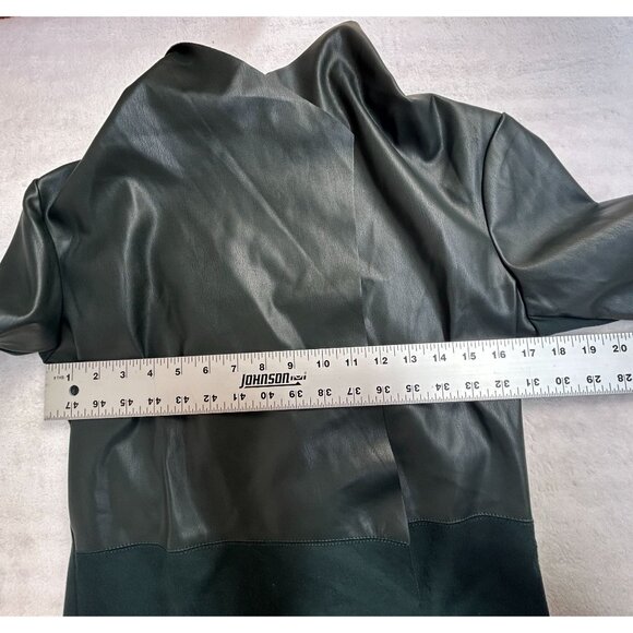 Alfani Womens Open Front Faux Leather Suede Jacket Medium Dark Forest New $89 - Picture 7 of 8
